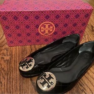 Tory Burch Women Quinn C Ballet Flat Black Shoes New In Box.